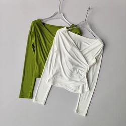 V-neck Long Sleeved Yoga Suit T-shirt for Slimming and Running Training Fitness Suit as a Base Worn Externally Women Clothing