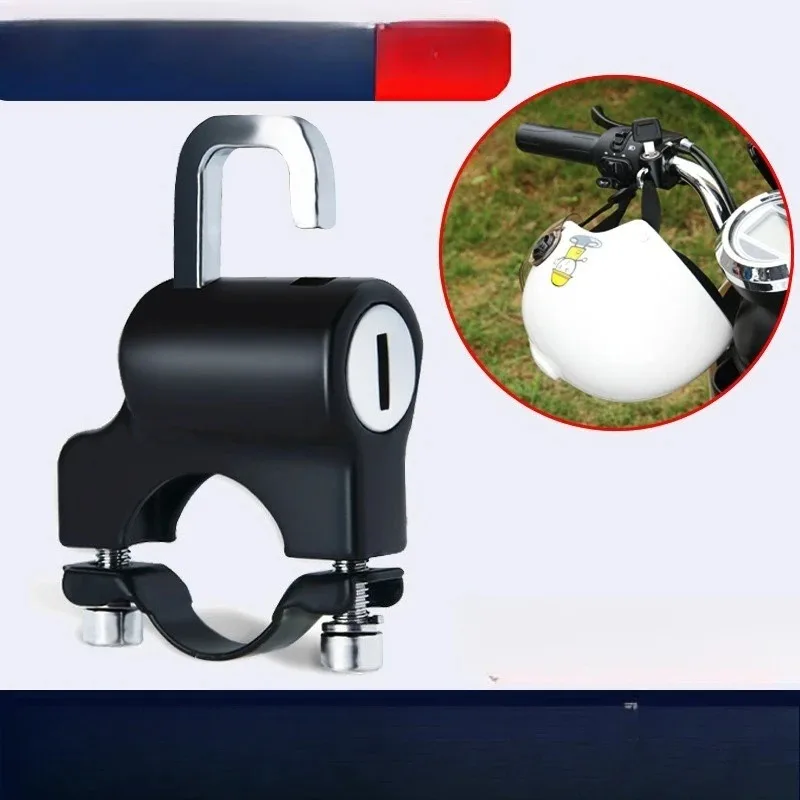 Universal un juego para manillar de 22-28mm, accesorios de motocicleta, casco de motocicleta, bicicletas, seguridad portátil, bloqueo de casco fijo antirrobo