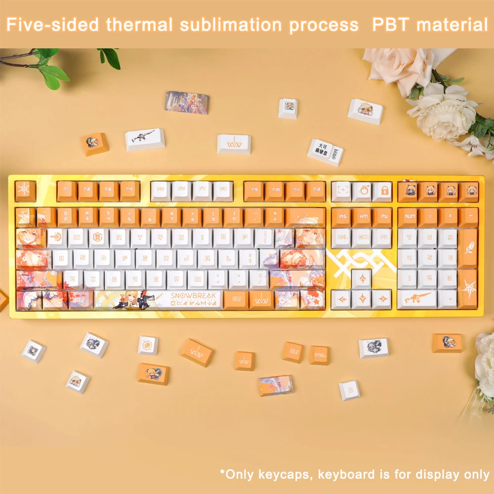 PBT صبغ غطاء مفتاح جانبي للكرز ، كسر الثلج: منطقة الاحتواء ، لعبة أنيمي ، مفاتيح MX ، لوحة مفاتيح ميكانيكية