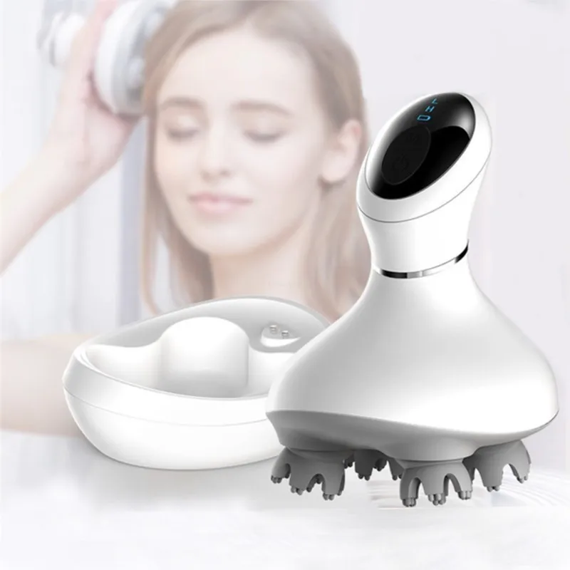 Waterproof Wireless Head Massager Paw Vibrating Rotating Whole Body Massage Relief Fatigue Scalp Massager Promote Blood Circulat