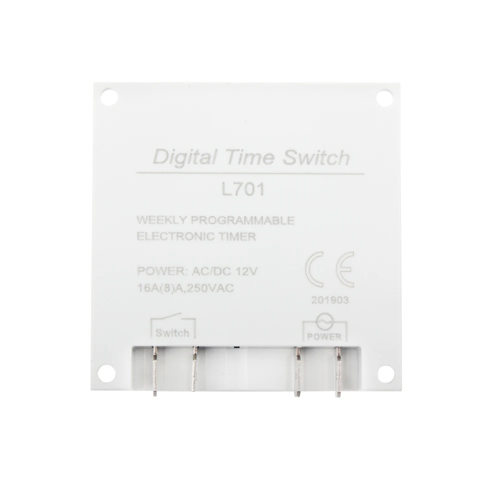 Imagem -04 - Controlador de Temporizador Digital Dias Semanal Interruptor de Temporizador Programável Contador de Minutos sem Capa L701 ac 220v250v 12v 110v 24v 16a 8a