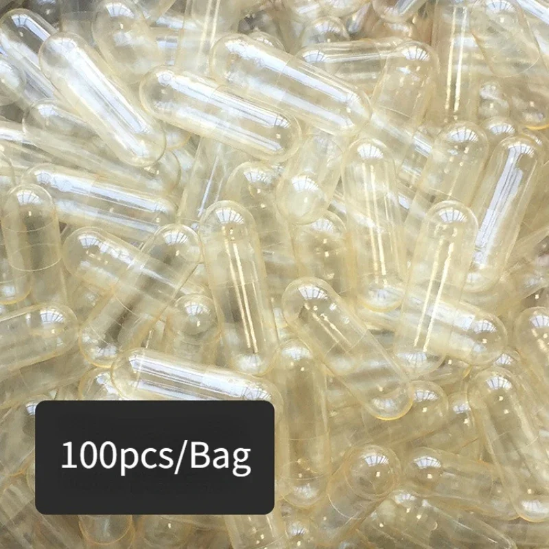 200Pcs Multiple Capsule Empty Transparent Capsule Shell Color Standard Size 00 # 0 # 1 #Transparent Hollow Gelatin Capsule Shell