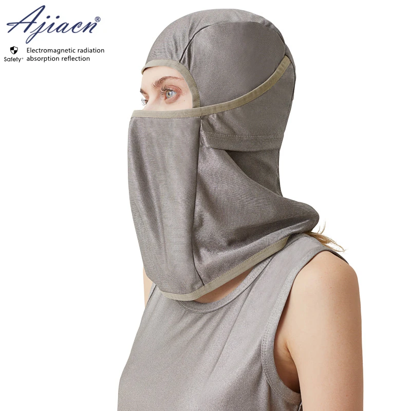 Electromagnetic radiation protective 100% Silver fiber knitted fabric head cover mobile phone, computer EMF shielding head hood