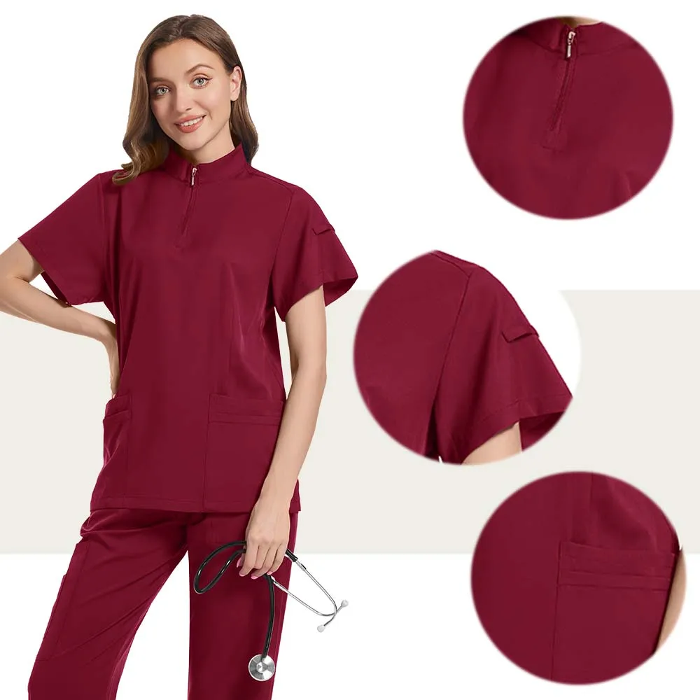 Stretch Scrubs Woman Set Medical Uniforms Women Surgical Tops Pant Dental Clinic Beauty Salon Workwear Clothes Nurse Accessories view 5
