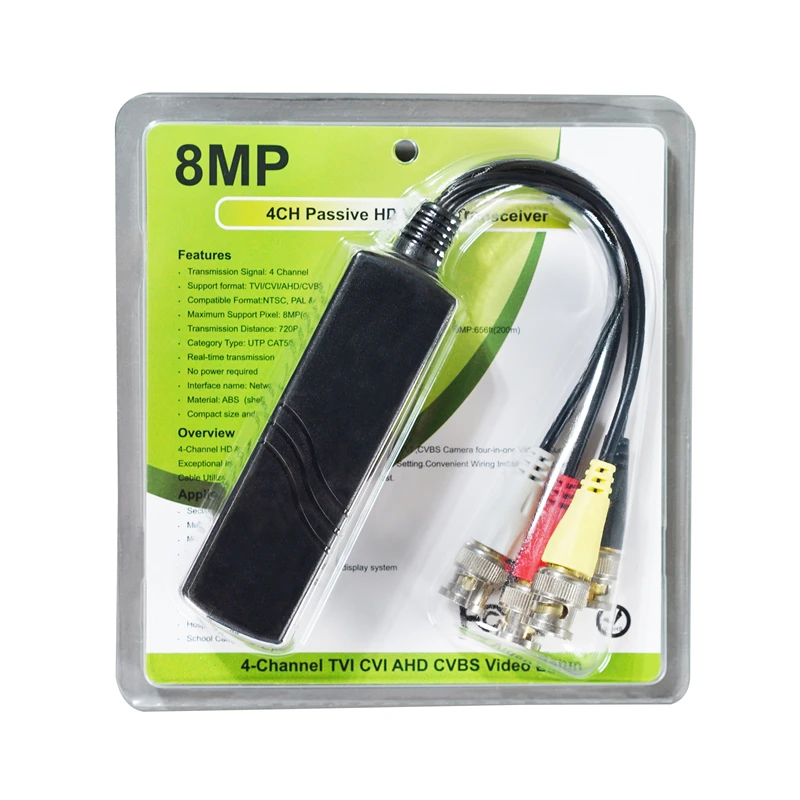 8MP 4-Channel TVI/CVI/AHD/CVBS Video balun receiver