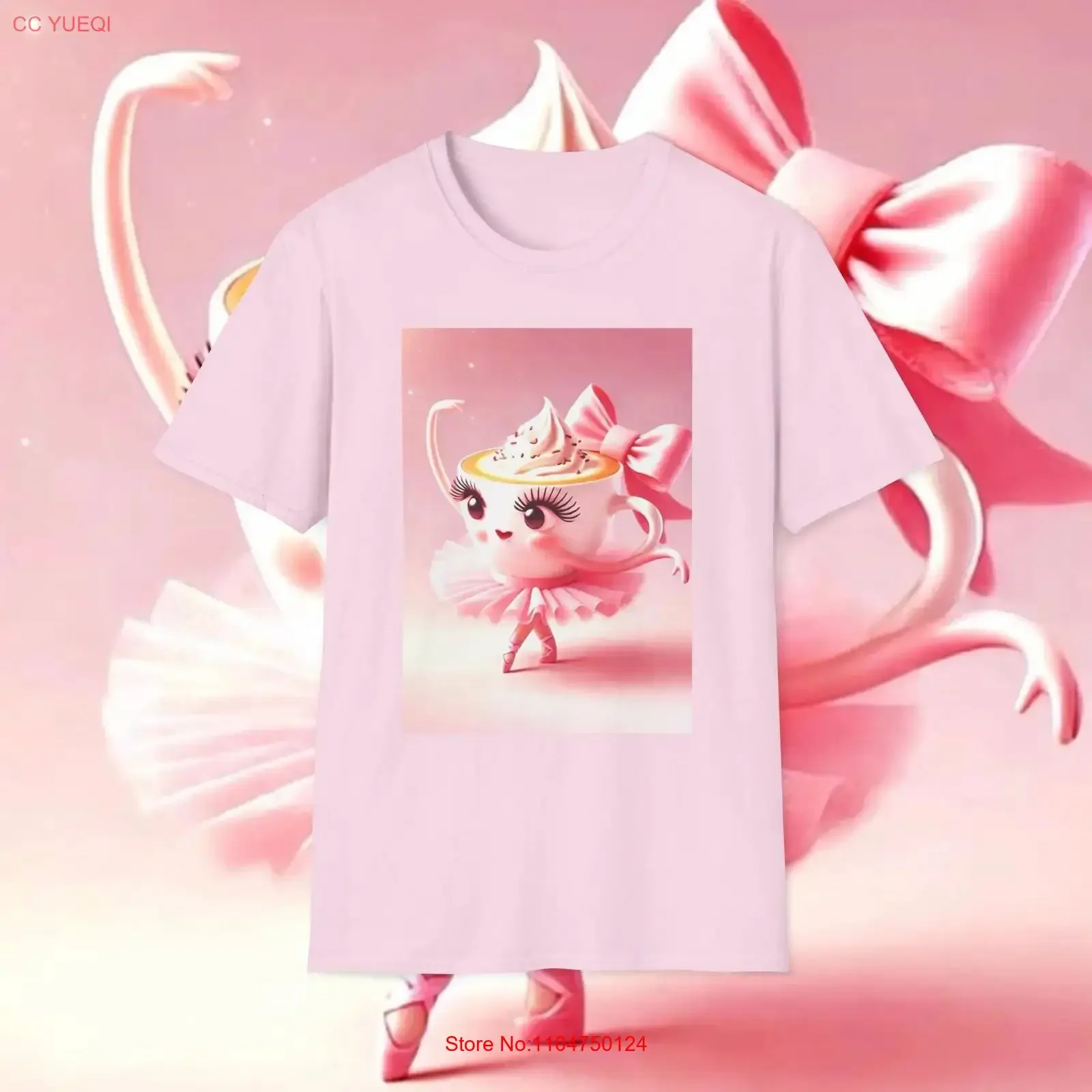 Camiseta Ballerina Capuchina Softstyle, estilo vintage, con gráfico lavado, informal, unisex, ligeramente transpirable, elegante, cómoda y a la moda