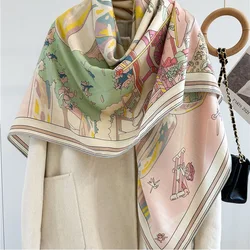 Double Sided Wool Blanket Scarf Shawl 2024 NEW Prints Womens Luxury Pashmina Scarf Shawl Coat Poncho Cape 135x135CM