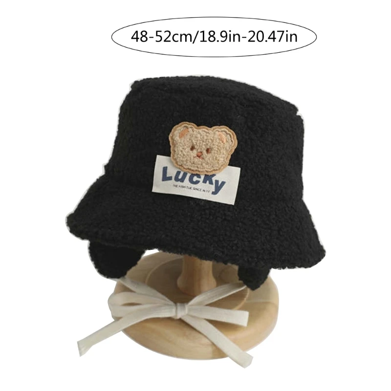 Gorro pescador lana con gorro oso dibujos animados para niños, protege sus orejas con estilo