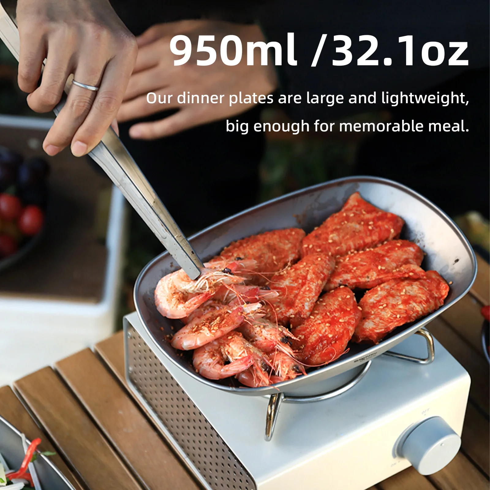 Titanium Plate Camping Plate BBQ Plate Fish Plate Ultra-Lightweight Stackable and Portable Health-Grade 106g Salad Plates