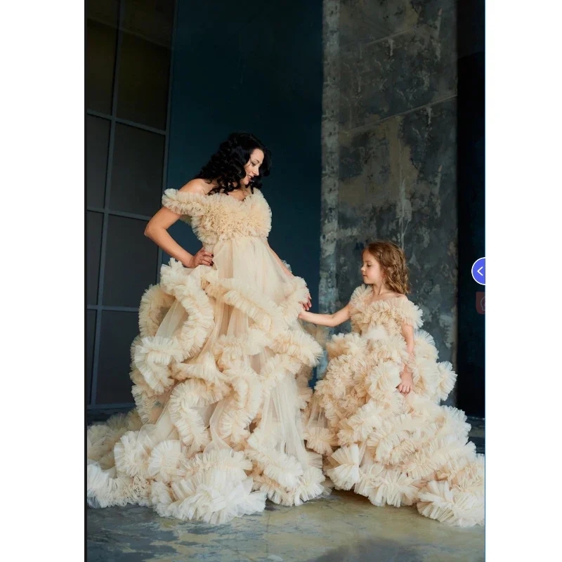 Mommy and Me Dress for Photoshoot Mother Daughter Matching Gown Vestidos Para Embarazadas Photographie De Vêtements De Maternité