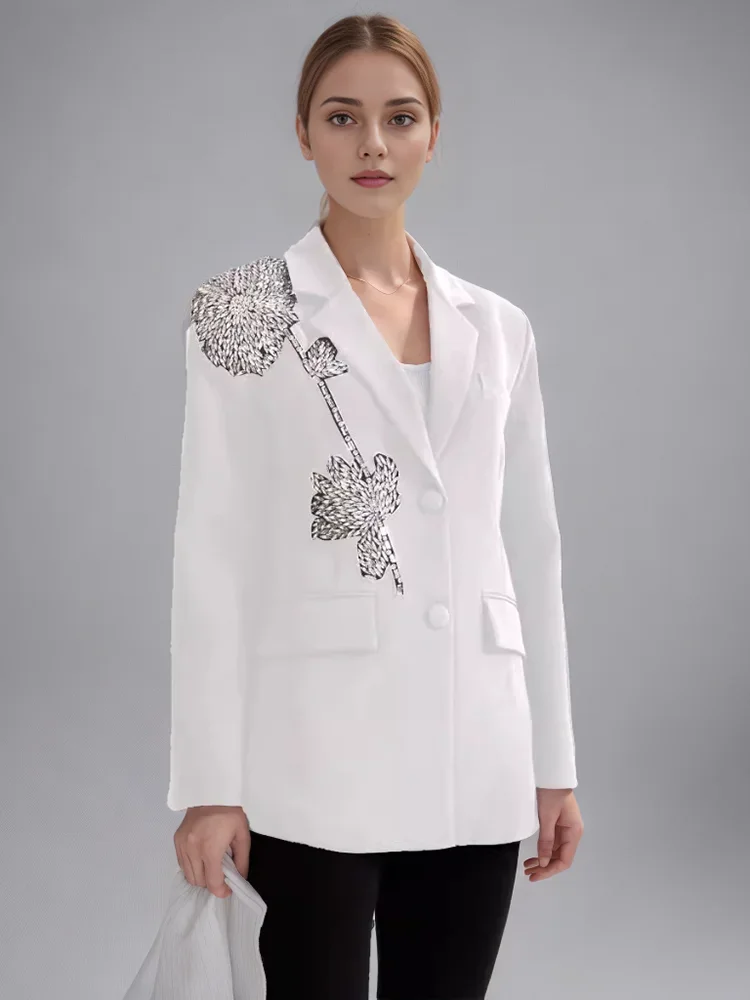 

Diamonds Blazer for Women Notched Collar Long Sleeve Formal New Fashion Blazer with Classic Tailoring and High-Quality Fabric