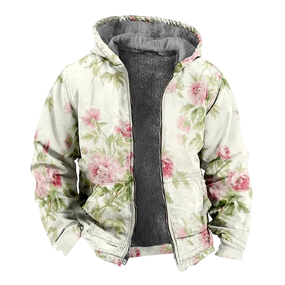 Abrigos de chaquetas de invierno para hombre, ropa de algodón con estampado floral, abrigo, permeable al aire, CASUAL vintage