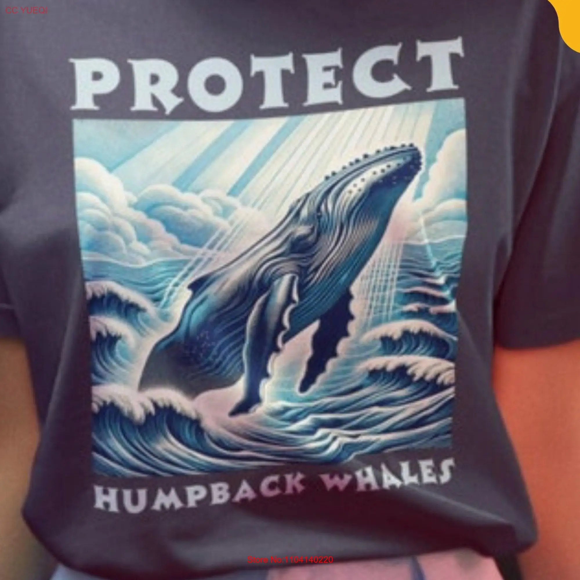 Футболка с изображением деревянного резака, защитный горб, Кита, экологически безопасная одежда для морской биологии