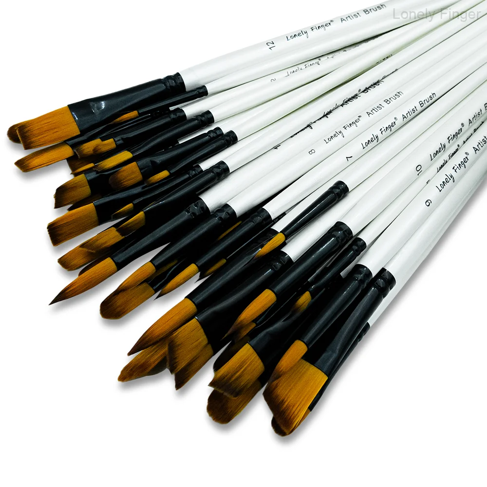 12/48 szt. Różne rozmiary pędzli do malowania akwarelą, akrylem, gwaszem, tuszem i temperą