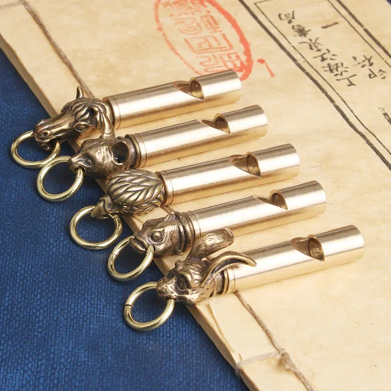 Brass Animal Whistle Keychain Pendant Outdoor Survival Whistle Practical Personalized Pendant Street Vendor Small Brassware Whol