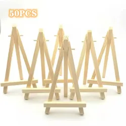 50/10pcs Wood Mini Easel Frame Desktop Triangle Display Stand Wedding Table Card Stand Holder Children Painting Craft Tripod