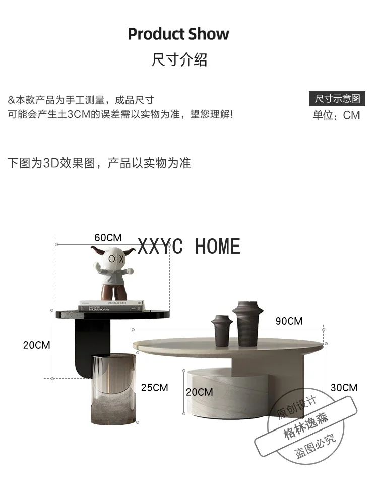 Tamanho criativo mesa de centro redonda combinação moderno e minimalista sala estar casa pequeno apartamento designer mesa lateral móveis