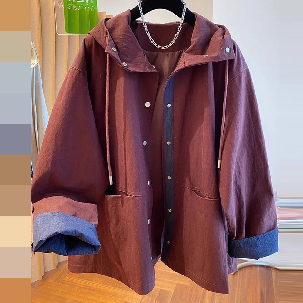 Spring jacket hooded casual trench coat women's baseball clothing fashion foreign style spring and autumn Korean version jacket