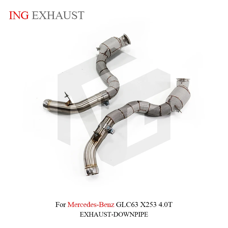 

ING SS304 Downpipe for Mercedes Benz GLC63 X253 4.0T Three Ternary Catalytics Car Header System Check up Eng Exhaust Performance