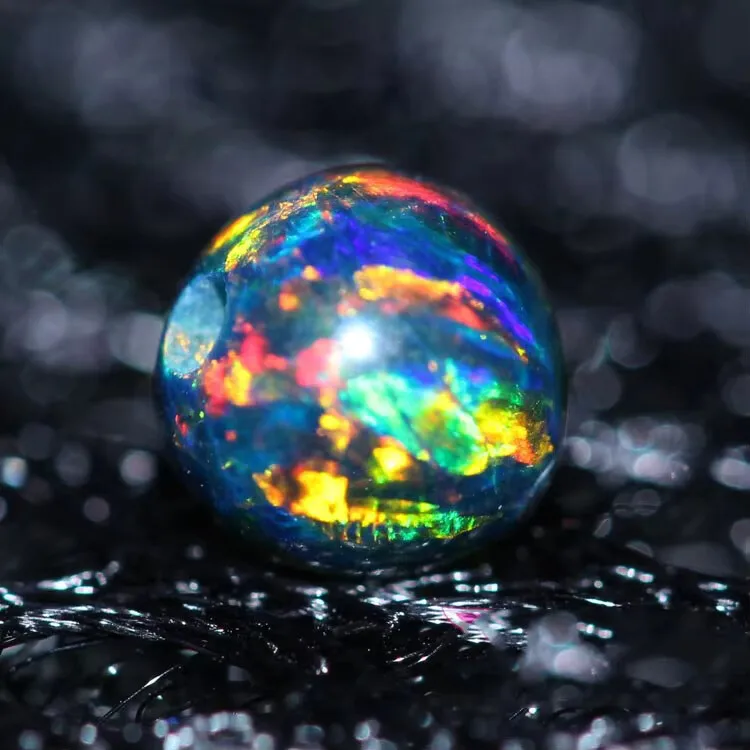 Opal Polymer Impregnated Synthetic Black/White Round Rainbow 6/8/10mm12mm for DIY Jewelry Making Loose Beads FPPJ Wholesale 1pcs
