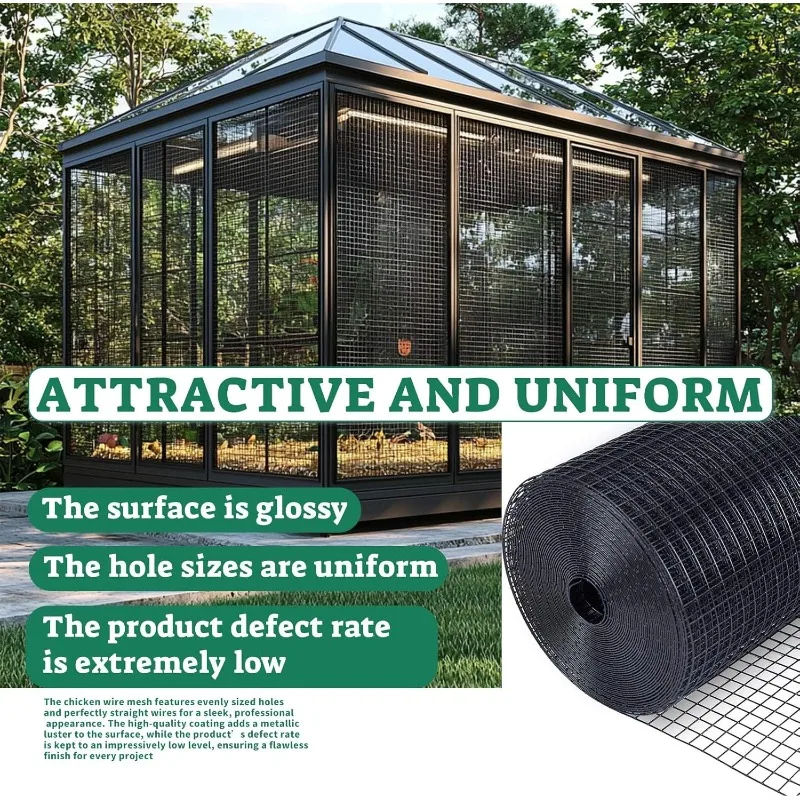 POPULAR.Black Hardware Cloth 1/2 inch 48 x 100 Ft 19-Gauge, Vinyl Coated Wire Mesh Roll, Chicken Wire Fencing, Garden Fen image 4