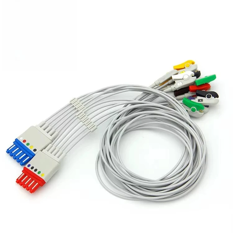 Medical TPU 5-Lead 10-Pin Compatible HPs Vitals Signs Monitors IEC ECG/EKG Lead Clip ECG Cable