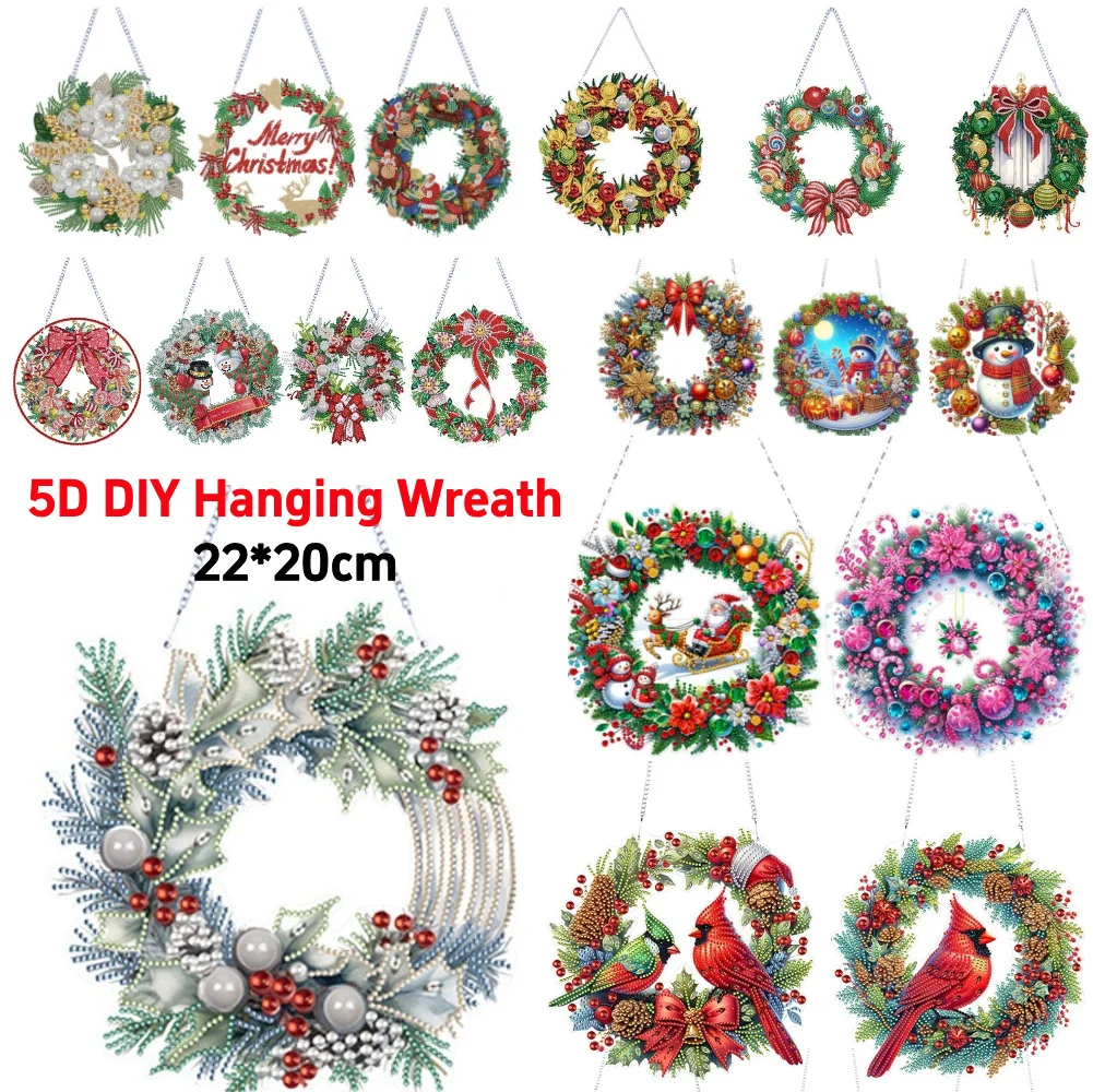 Speziell geformte Diamantmalerei Wanddekoration Kranz Acryl Weihnachten Diamantkunst Malerei Girlande Kristallmalerei Kranz Dekor