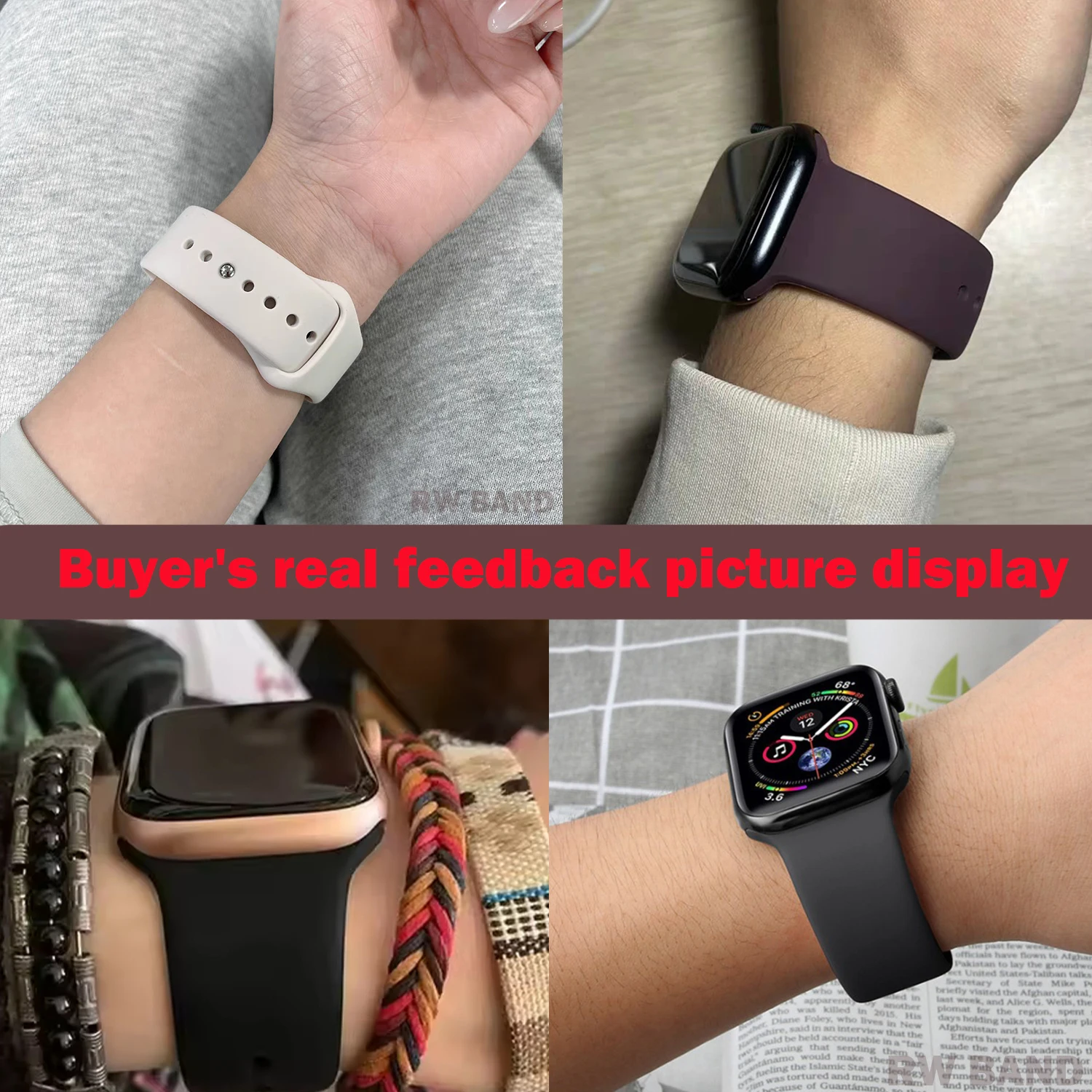 Silicone Sport Band For Apple Watch Strap 46mm 44mm 45mm 40mm 41mm 42mm Bracelet iWatch Series 12 11 10 9 8 SE Ultra 2/3 Correa image 5