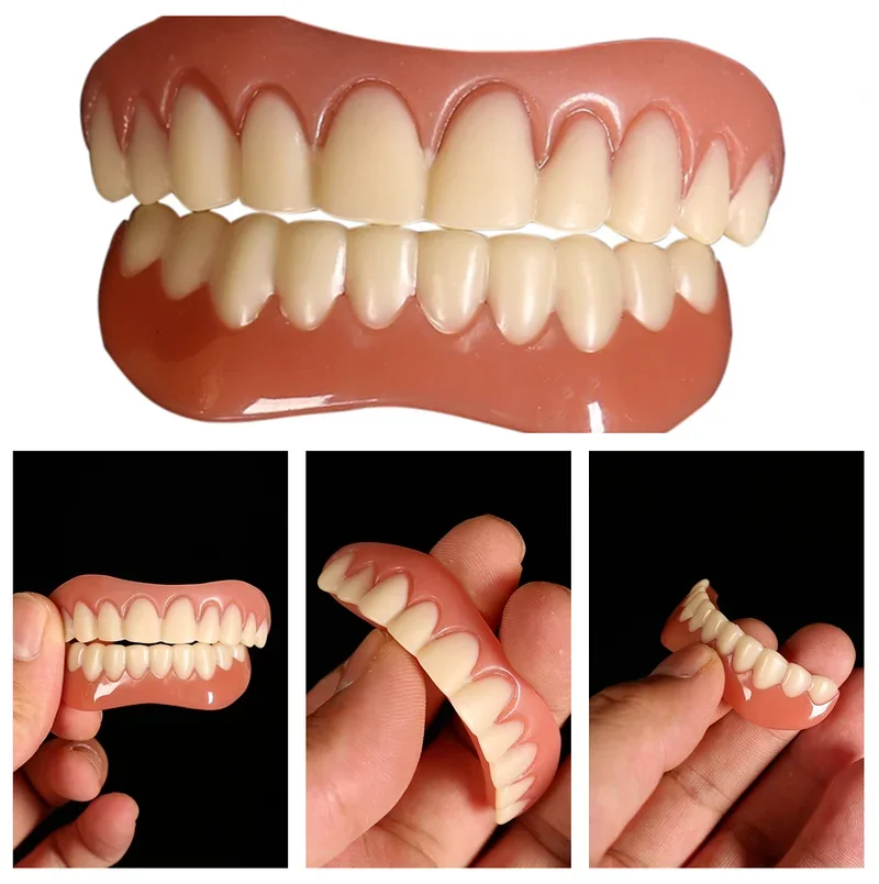 Dientes postizos de silicona, carillas superiores e inferiores, pasta de dentaduras postizas, cómodas, ortodoncia