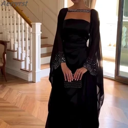 Elegant Black Evening Dresses With Shawl Strapless customized Mermaid Prom Gowns Cocktail Dress Floor-Length فساتين مناسبة رسمية