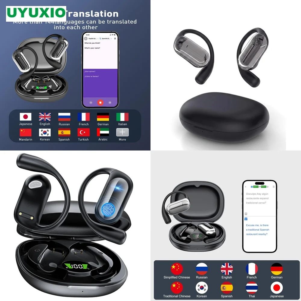 Global Language Translator Device 144 Languages No Subscription OWS Earbuds 4 Modes Real-Time Translation Open-Ear BT 5.4 OWS