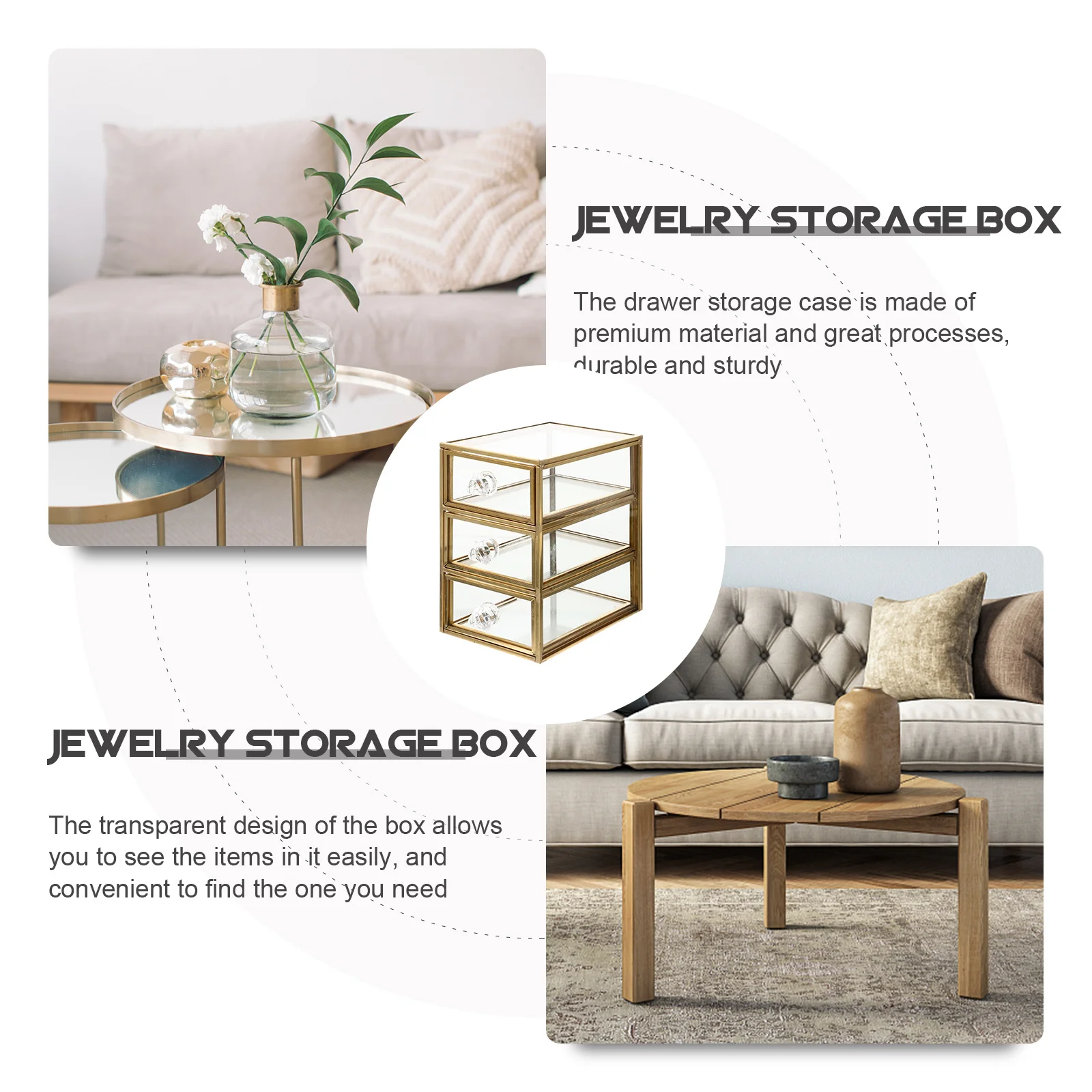 

3-уровневый ящик для хранения ювелирных изделий, органайзер большой емкости, прозрачный чехол для хранения ювелирных изделий, настольный держатель