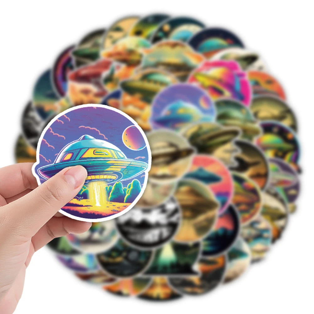 10/30/50PCS Cartoon Alien UFO Aviation Space Star Sticker DIY Laptop Skateboard Guitar Phone Waterproof Sticker Kids Toy Gifts