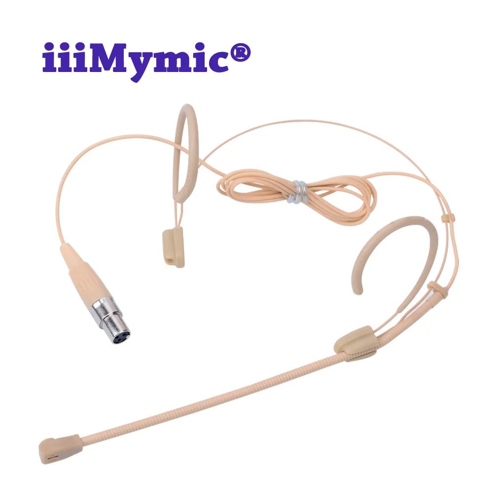 

iiiMymic 3pin Mini XLR TA3F Condenser Headset Microphone for AKG Samson Wireless Body-Pack Transmitter Beige Speech Headworn Mic