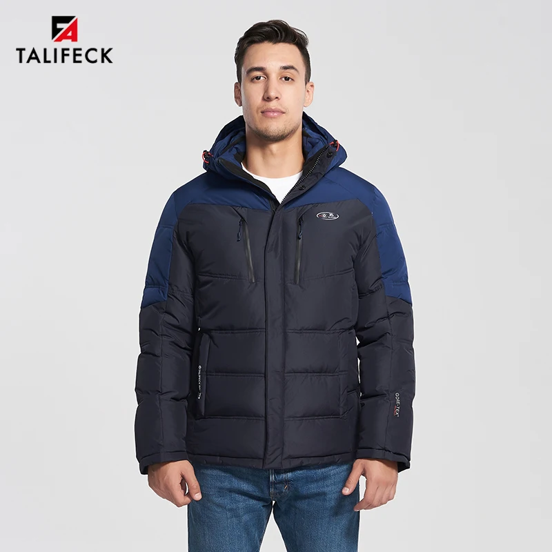 TALIFECK Men Winter Jacket Cotton Winter Coat Patchwork Padded Jacket Parka Overcoat Detachable Hood Waterproof Quilted Jacket