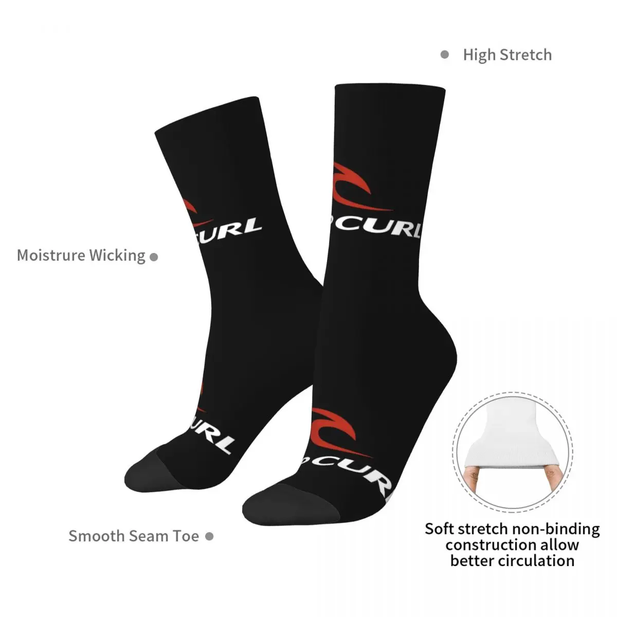 Rip Curl Logo Socken Harajuku super weiche Strümpfe die ganze Saison über Socken Zubehör für das Geburtstags geschenk der Frau