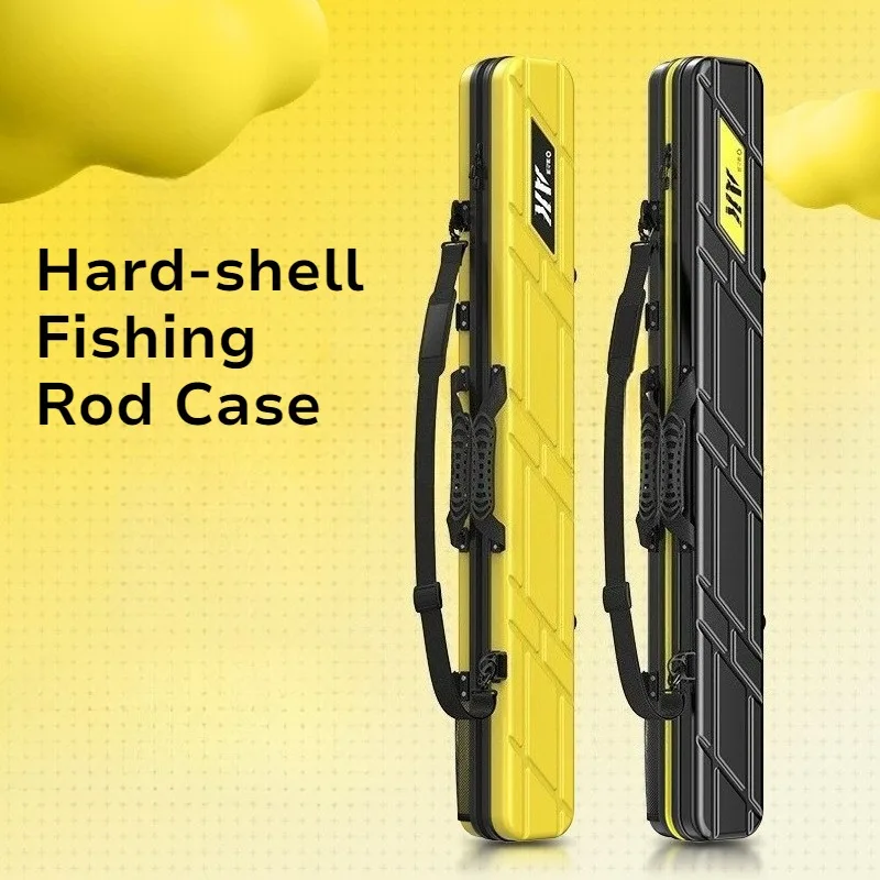 Yellow Hard-shell Fishing Rod Case Multi-function Waterproof Portable One-shoulder Storage Umbrella Box Fishing Accessories