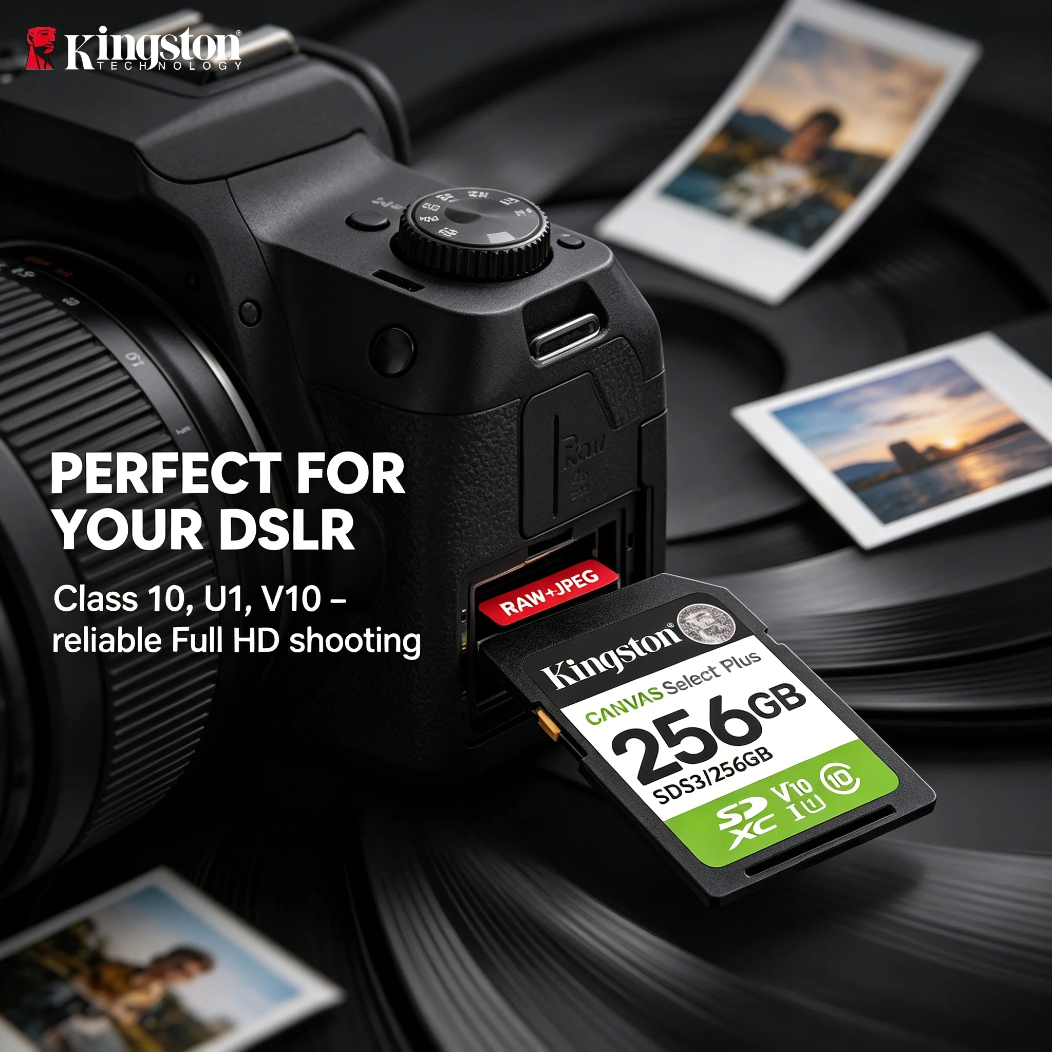 Original Kingston 64GB 128GB 256GB SD Card Class 10 U1 V10 High Speed 100MB/s Memory Card for Camera DSLR Drone Dash Cam Camcord