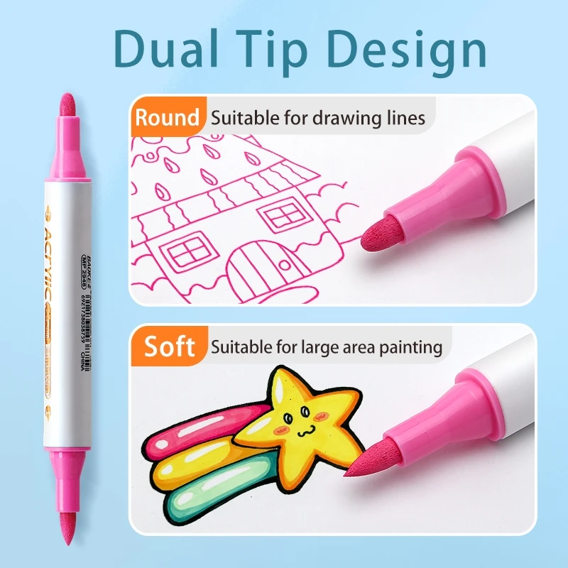 BAOKE MP2948#12/24 Colors Dual Water-based Acrylic Triangle Marker
