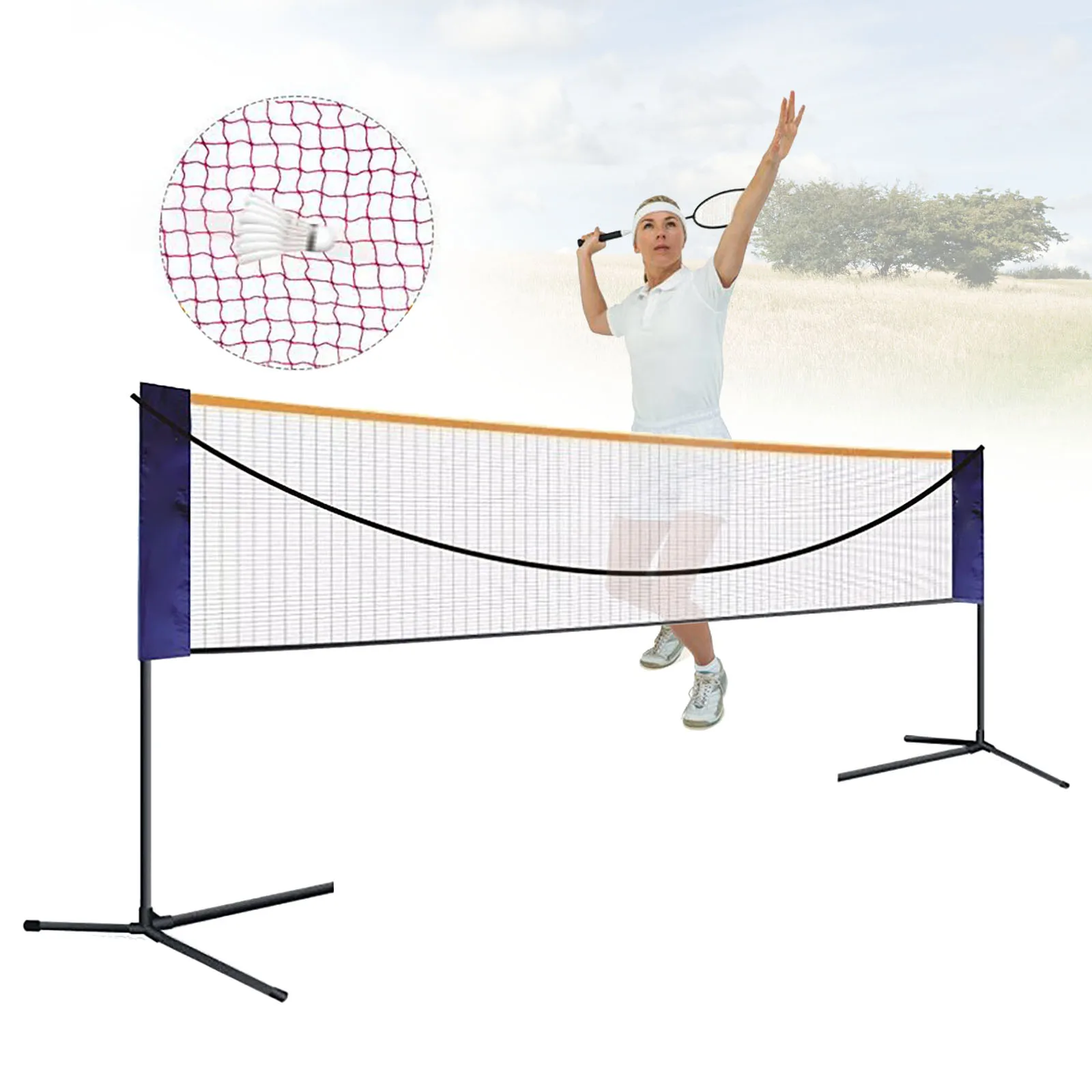 20ft Folding Badminton Net Set, Portable Tennis Net Pickleball Height Adjustable Standard Badminton Net Set Volleyball Nets