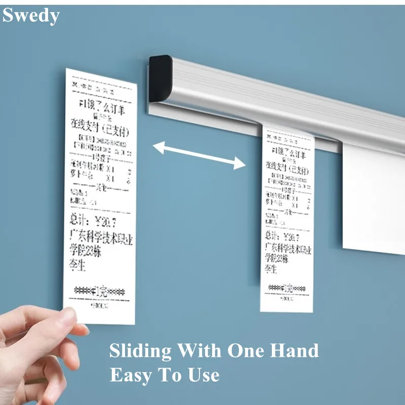 Aluminium Muur Gemonteerde Sticked Take-Out Lijst Bon Clip Opknoping Ticket Bestelling Factuur Papier Qr Houder Restaurant Menu Clip