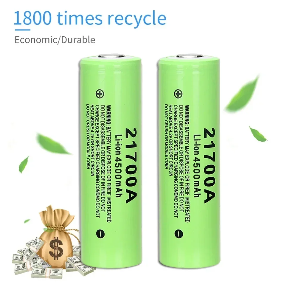 4.2V 21700 Rechargeable Battery 4500mAh Power Batteries 3C Discharge 21700 HD Cell Lithium Battery with a T6 LED Flashlight