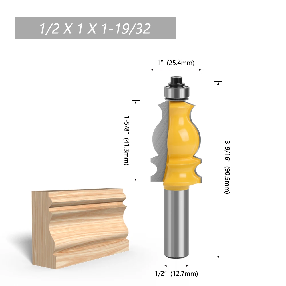 12mm 1/2 Inch Shank Molding Router Bit Line Face Cutter For Wood Architectural Milling Cutters Carbide Woodworking Tools MC03030