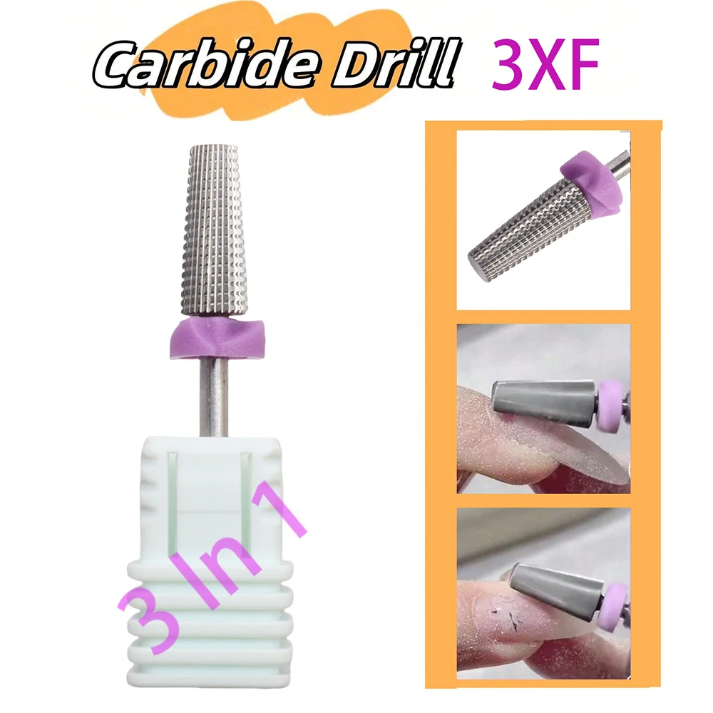 

1pc 3XF Mini Spiral Carbide Nail Drill Bit, Tungsten Steel Nail Sanding Head for Electric Manicure Machine, Professional Acrylic