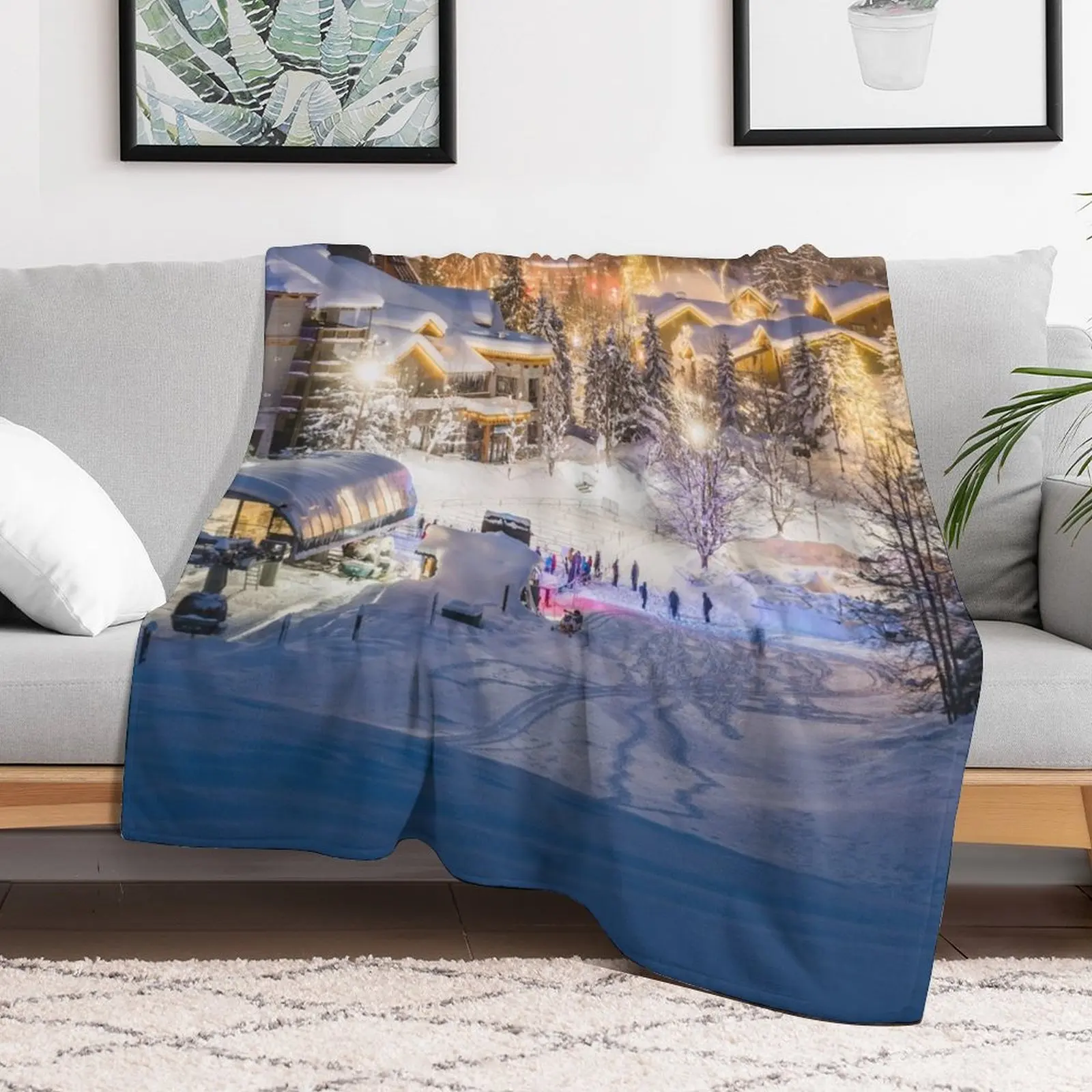 Whistler Blackcomb Creekside Gondola in Creekside Village, British Columbia, Canada Throw Blanket heavy to sleep Quilt Blankets