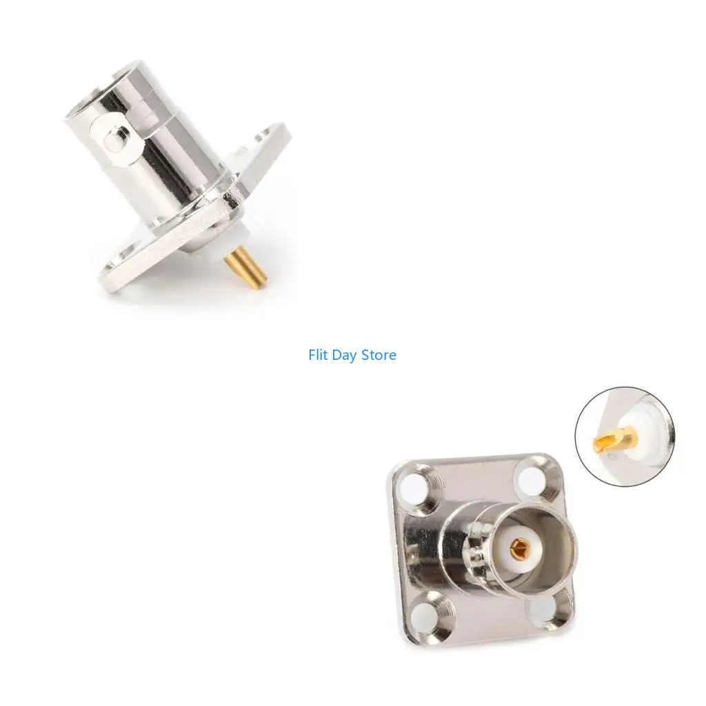 F92C BNC Female With 4 Holes Flange Panel Chassis Mount Coaxial Solder Connector