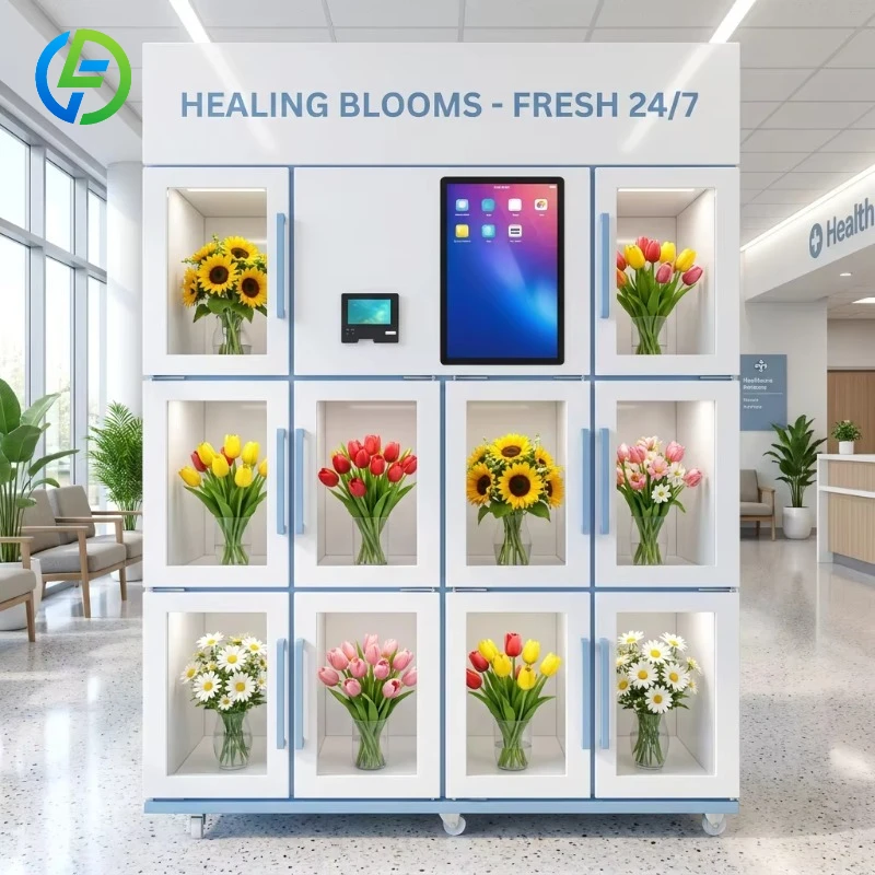 FL Customized Smart 24/7 Unattended Fresh Flower Vending Machine with 21.5-inch Touch Screen and Remote Cloud Monitoring System