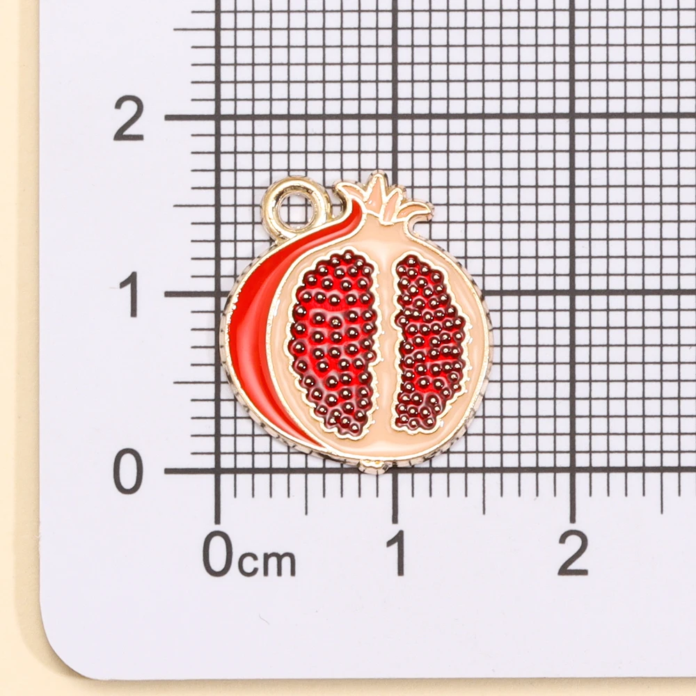 10 Stücke Schöne Mode Roten Granatapfel Emaille Anhänger Für DIY Schmuck Machen Obst Charms Ohrringe Schlüsselbein Halsband Schmuck Geschenk – Detail 1