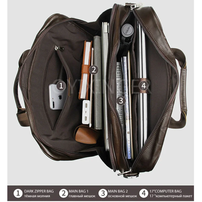 Imagem -02 - Nappa Couro Genuíno 17 Polegada Bolsa para Portátil Bolsa de Negócios dos Homens Maleta Viagem Bolsas de Computador de Trabalho Luxo Bolsas Classe Superior