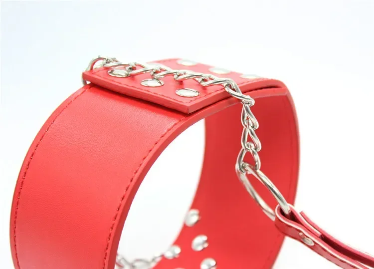 Collar Bdsm de cuero PU, cadena de hierro, collares de esclavo, Collar de Bondage para mujer, juguete sexual para pareja, producto para adultos, ataduras eróticas